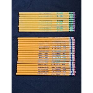 VTG Pencil Lot of 9 Dixon Ticonderoga & 17 USA Gold Unused Plus Carrying Pouch